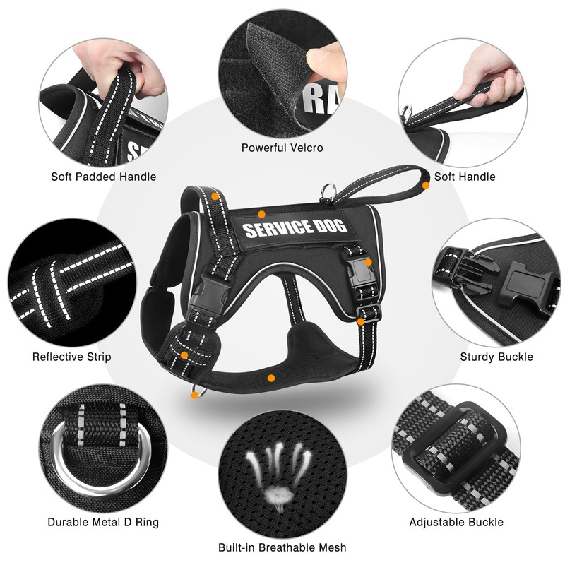 WINSEE Tactical Dog Harness, No Pull Dog Harness for Medium