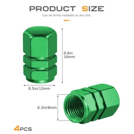 Flaconi 4 x Car Valve Caps, Valve Caps, Car Valve Caps, Metal Car Tyre Valve Caps, Tyre Valve Caps, Suitable for Cars, Motorcycles, SUVs (Green)
