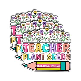 (3Pcs) Teacher Plant Seeds That Grow Forever Sticker, Back to School Gifts for Teacher Decorate Books,Phone, Laptops, Water Bottles Kindles, Waterproof Vinyl Decals Funny Teaching Stickers 3x2.8 Inch