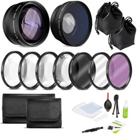 for Sony DCR-SR45 Camcorders 30MM Size Lens and Filters Kit,0.43x Wide Angle Lens,2.2X Telephoto Lens, Close-Up Macro Lenses (30mm to 37mm Ring Adapter Included)