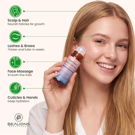 Bealions Castor Oil Roll for Face: With Massaging Rollers - Deep Hydration Skin Moisturizer 35-65 Birthday Valentine's Gift for Women / 얼굴용 빌리언 캐스터 오일 롤: 마사지용 롤러가 있는 - 딥 하이드레이션 스킨 모이스처라이저 35-65 여성을 위한 생일 발렌타인 선물