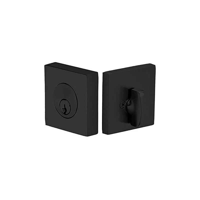 Emtek Hardware Deadbolt, Single Cylinder, Square, Solid Brass, Door Thickness: