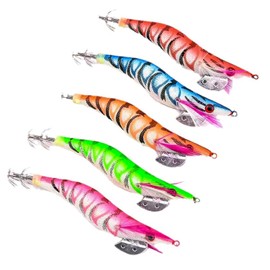 5 Colors Lure Set for Fishing Shrimp Luminous Lures for Squid Lighted Squid Simulation Lure for Squid Fishing