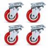 4-Pack 1.5-Inch Red Fixed Caster Wheels – Metal Plate Mount