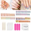 72Pcs Press on Nails Long Stiletto Fake Nails Glossy Glue