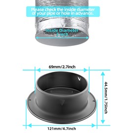 3inch 304 Stainless Steel Air Vents, Louvered Grille Cover Vent Hood Flat Ducting Ventilation Air Vent Wall Air Outlet with Fly Screen Mesh for House (3 inch Black Paint Cover （70mm）)