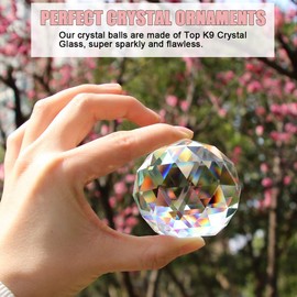 Clear Cut Crystal Suncatcher Ball Prisms Glass Sphere Faceted Gazing Ball Crystals for Window, Sun Catchers(80mm/3.15inch)