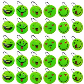 30 Pieces Children's Key Pendants, Smiley School Bag, Reflectors Reflectors Children's Bike, for Reflective Safety Trailer Reflectors, School Bag, Backpack, Luminous Pendant