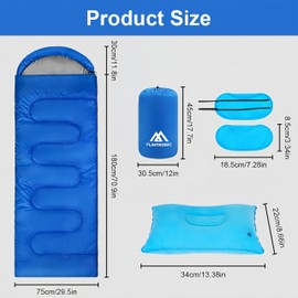 flintronic Sleeping Bag Liner 220 * 90 cm, Portable Camping Sleep Bag with Pillow Slot, Lightweight Travel Sleeping Bag for Camping Picnic Hiking Hostels
