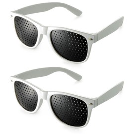 Ganzoo Pinhole Glasses/Grid Glasses for Eye Training for Relaxation, with Foldable Arms, Shape B, Ganzoo Brand #9739ws_b_2er