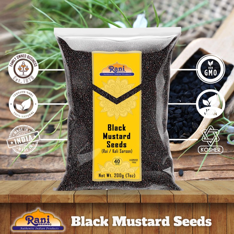 Rani Black Mustard Seeds Whole Spice (Kali Rai) 7oz (200g)