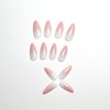 Ombre from Pink to Pearl White Nails for Gluing Medium,