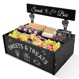 Kuabiz Snack Organizer for Countertop Wooden Snack Bar Container 4 Compartment Food Storage Bins Basket Snacks Bar Station for Chips Candy Pantry Kitchen Cabinets Table Supplies