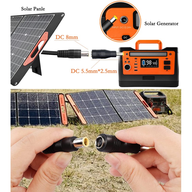 KarlKers Solar Panel Adapter, DC7909 Female to DC5525 Male Connector,