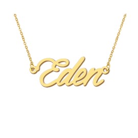 Aoloshow Eden Dainty Name Necklace Stainless Steel 18k Gold Plated Carrie Name Necklace Womens Jewelry for Birthday