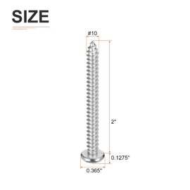 DTGN #10x2 Silver Screws - 100Pack - 304 Stainless Steel Pan Head Phillips Sheet Metal Screw Self-Tapping Screw Wood Screws Screw