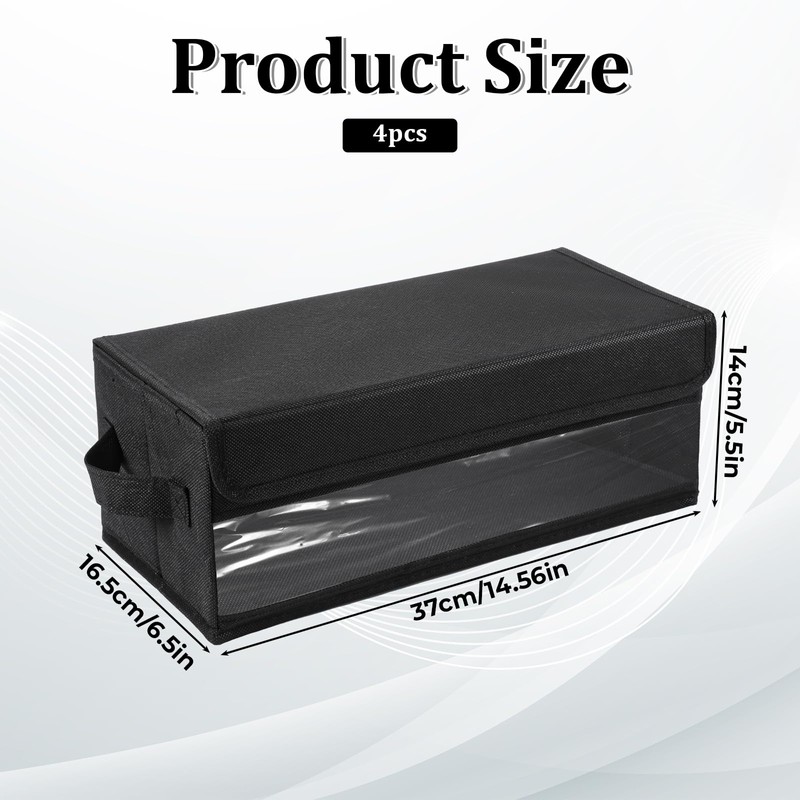 Lyksgir 4 Pack CD Storage Box with Visible Window, Stackable