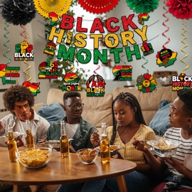Black History Month Decorations, Black History Month Classroom Decorations includes Black History Month Banner Hanging Swirls Paper Lanterns, African American BHM Decorations for Office School