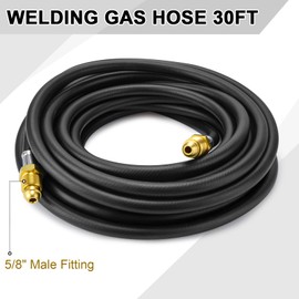 Argon Hose, Welding Gas Hose 30FT 5/8"X18 Male Inert for MIG TIG Welding Flowmeter Regulator Adapter Hose, Black
