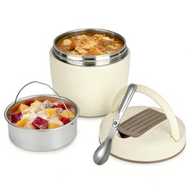 Cozary Thermos per Alimenti Caldi 1200 ml, Contenitore Termico per Alimenti Caldi in 304 Acciaio Inox, Lunch Box Termico con Cucchiaio Pieghevole per Zuppa, Pasta