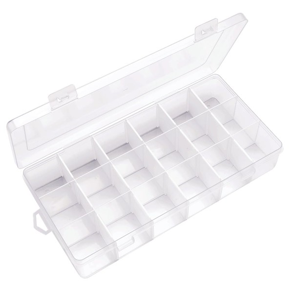 IOOLEEM 18 Grids Adjustable Dividers Plastic Bead Organizer Box, Organizer