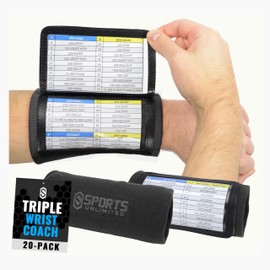 Sports Unlimited Adult Triple Wrist Coach, Football Wristbands for Plays, Baseball Wristbands, QB Arm Bands