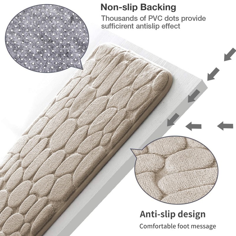 YIHOUSE Memory Foam Bath Mat Cobblestone Bathroom Rug Non Slip