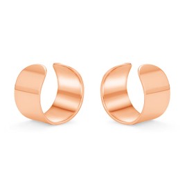 Minimalist Geometric Clip On Wrap Helix Plain Band Tiny Cartilage Ear Cuffs Earrings Pair Rose Gold Plated .925 Sterling Silver Non Pierced Adjustable