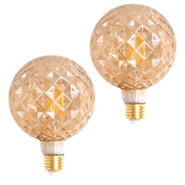 SD LUX Decorative Light Bulbs Vintage LED Edison Bulb 6W 600LM (60W Equivalent) dimmable G40 Globe CRI>90 Medium Base E26 Warm White 2700k, (125BL, 2 Pack)