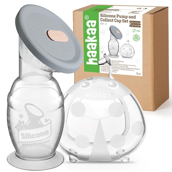haakaa 150ml Manual Breast Pump with Leakproof Silicone Lid and