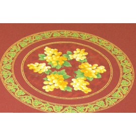 Le Cluny, Grapes Crimson Red, French Provence 100 Percent Coated Cotton Tablecloth, 70 Inch Round