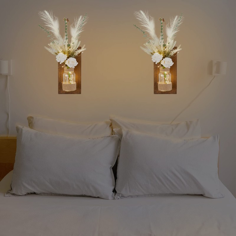 Anna's Whimsy 2PACK Mason Jar Sconce Wall Decor Rustic with
