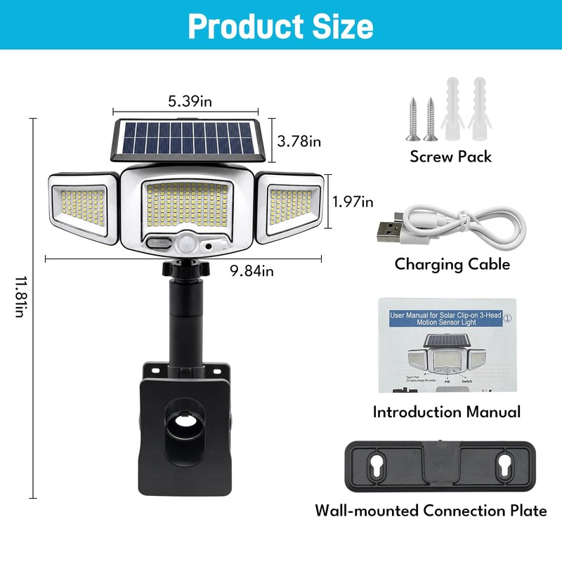 Clip on Solar Lights Outdoor, 231 LEDs Motion Sensor Flood