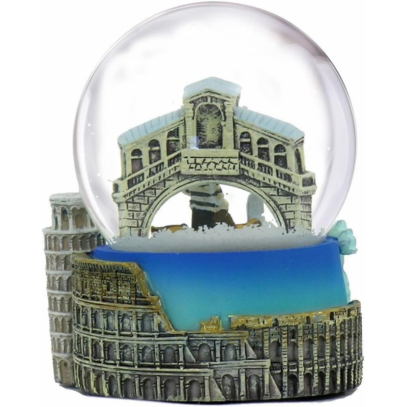 Italy Snow Globe of Rome, Pisa and Venice. (2.5 Inches