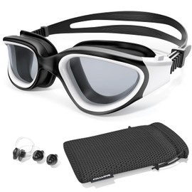 Fulllove Swimming Goggles, Polarized Swim Goggles Tenfold Long-Lasting Anti Fog No Leakage UV Protection With Nose Clip Earplugs for Adult Men Women
