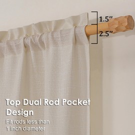 OVZME Curtain Valances for Windows, Natural Linen Curtains 14 Inch Length 2 Pieces, Faux Linen Textured Small Window Curtains for Bedroom Living Room, Farmhouse Semi Curtain Panels, Each 30x14 Inches