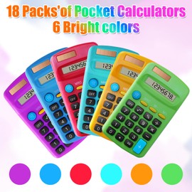 18 Pack Basic Calculators for Students, Pocket Calculator Bulk Classroom Mini Calculators Solar and Battery Dual Powered Handheld Calculator 8 Digit Display for Office School and Home