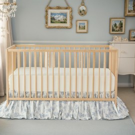 Brandream Boho Bohemian Girl Boy Baby Nursery Crib Bed Skirt Dust Ruffle - Neutral Solid Color Light Blue Farmhouse Chic 100% Percale Cotton Ruffle