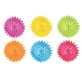eMKay® Pack of 2 Neon Flashing Spikey Balls – LED Bouncy Disco Stress-Relief Fidget Toys (6.5 cm) – Squishy Spiky Balls for Massage, ADHD, Autism & Pet Play