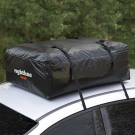 Rightline Gear Ace Jr Weatherproof Rooftop Cargo Carrier for Top of Vehicle, Attaches With or Without Roof Rack, 10 Cubic Feet, Black
