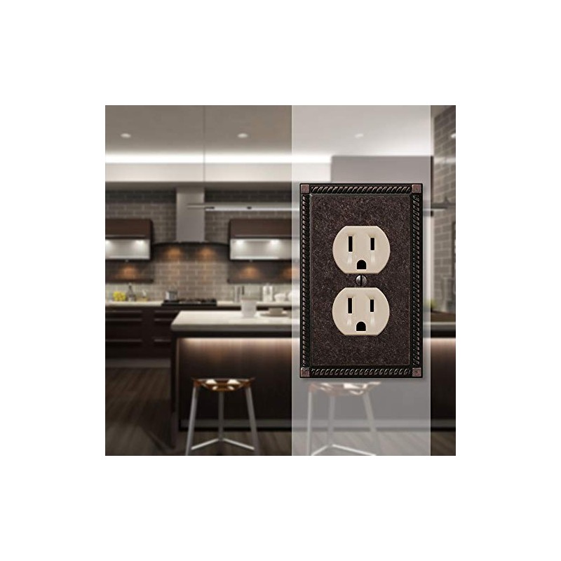 Amerelle Georgian Single Duplex Cast Metal Wallplate in Tumbled Aged