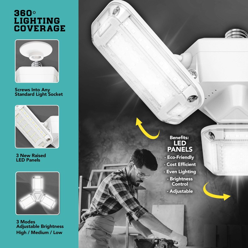 Bell+Howell QuadBurst 360 Shop Light Pro – Ultra-Bright 8000 Lumens,