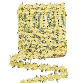 PH PandaHall 5 Yards Flower Lace Ribbon Yellow Floral Lace Trim 20mm Decorating Lace Flower Embroidered Trim Ribbons for DIY Wedding Appliques Sewing Craft Scrapbooking Upholstery Curtain Patchwork