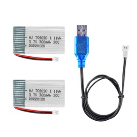 2PCS 3.7V 300mAh Li-po Battery 702030 ph2.0 Plug with 3.7v Charger for HS210 RC Drone Some Kind of Mini Nano RC Quadcopter