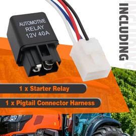Starter Relay with Pigtail Connector Harness Fit for Kubota Tractor B21 L2900DT L3010DT L4200DT L4310DT L4310F L4610DT, Replacement for 056700-6690 35800-75070