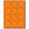240 Label Outfitters 2-1/2" Flourescent Laser ONLY Neon Orange Color Circles, 20 Sheets