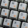 Russian Cyrillic New Keyboard Sticker with Orange Lettering ON Transparent