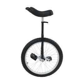 DYNAMI Black 20 Inch Unicycle with Adjustable Height,Lightweight Outdoor Unicycle with Anti-Skid Tire & Curved PU Seat,for Outdoor Sports Fitness Exercise (Black, 20in)