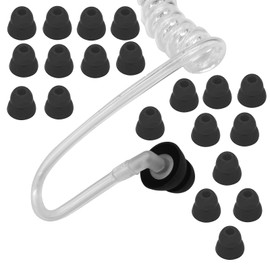 Silicone Ear Tips Replacement for Walkie Talkie Acoustic Coil Tube Earpiece Two Way Radio Surveillance Headset (2 Layers Black)