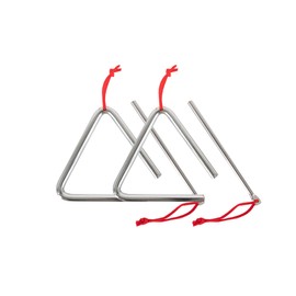 2 x Classic Cantabile Triangle with Beater - Steel Triangle for Children and Early Musical Education - Percussion Instrument with 10 cm (4 Inch) Size and Clapper - Ideal for Nursery